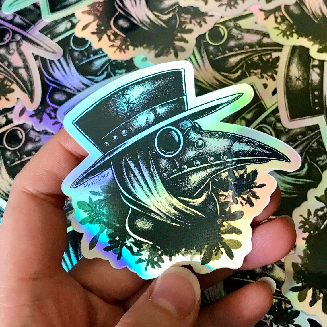 Plague Doctor Holographic Vinyl Sticker