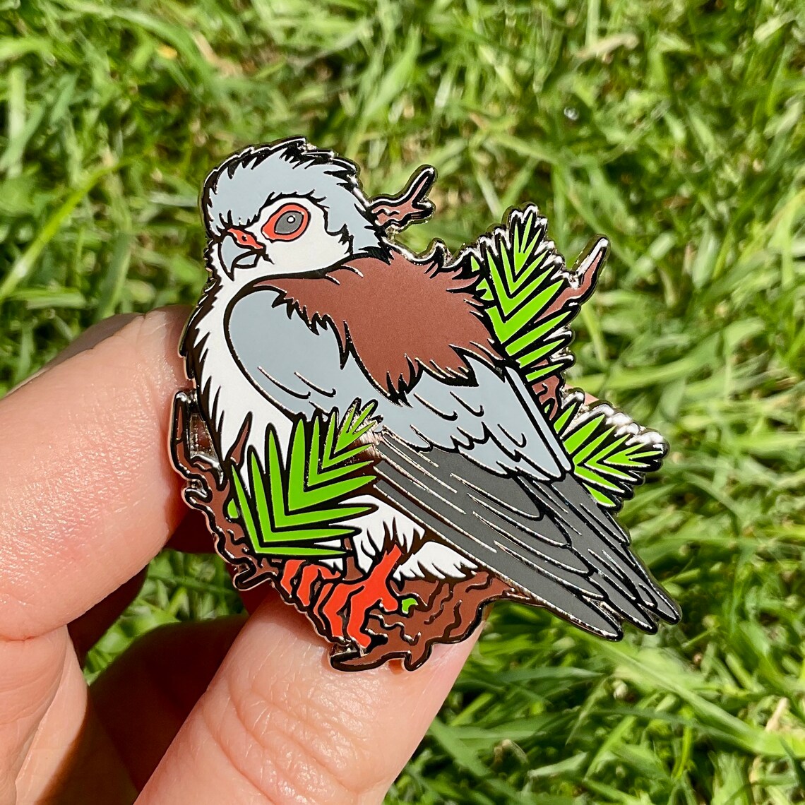 Pygmy Falcon Silver Enamel Pin