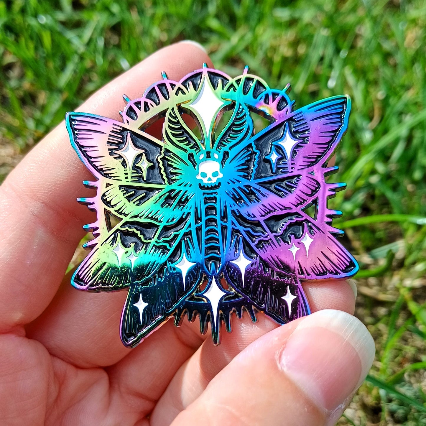 Celestial Moth Rainbow Enamel Pin