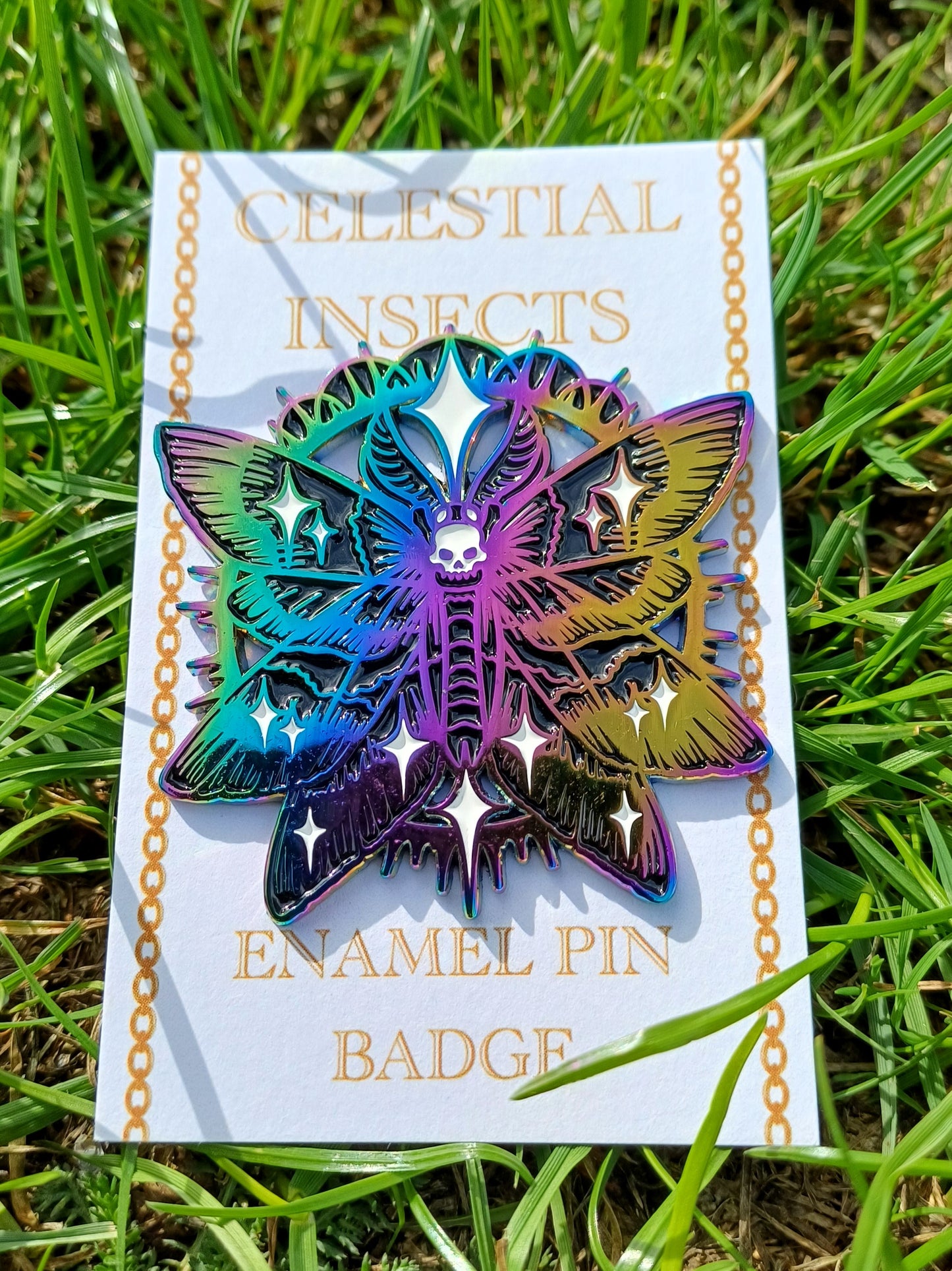 Celestial Moth Rainbow Enamel Pin