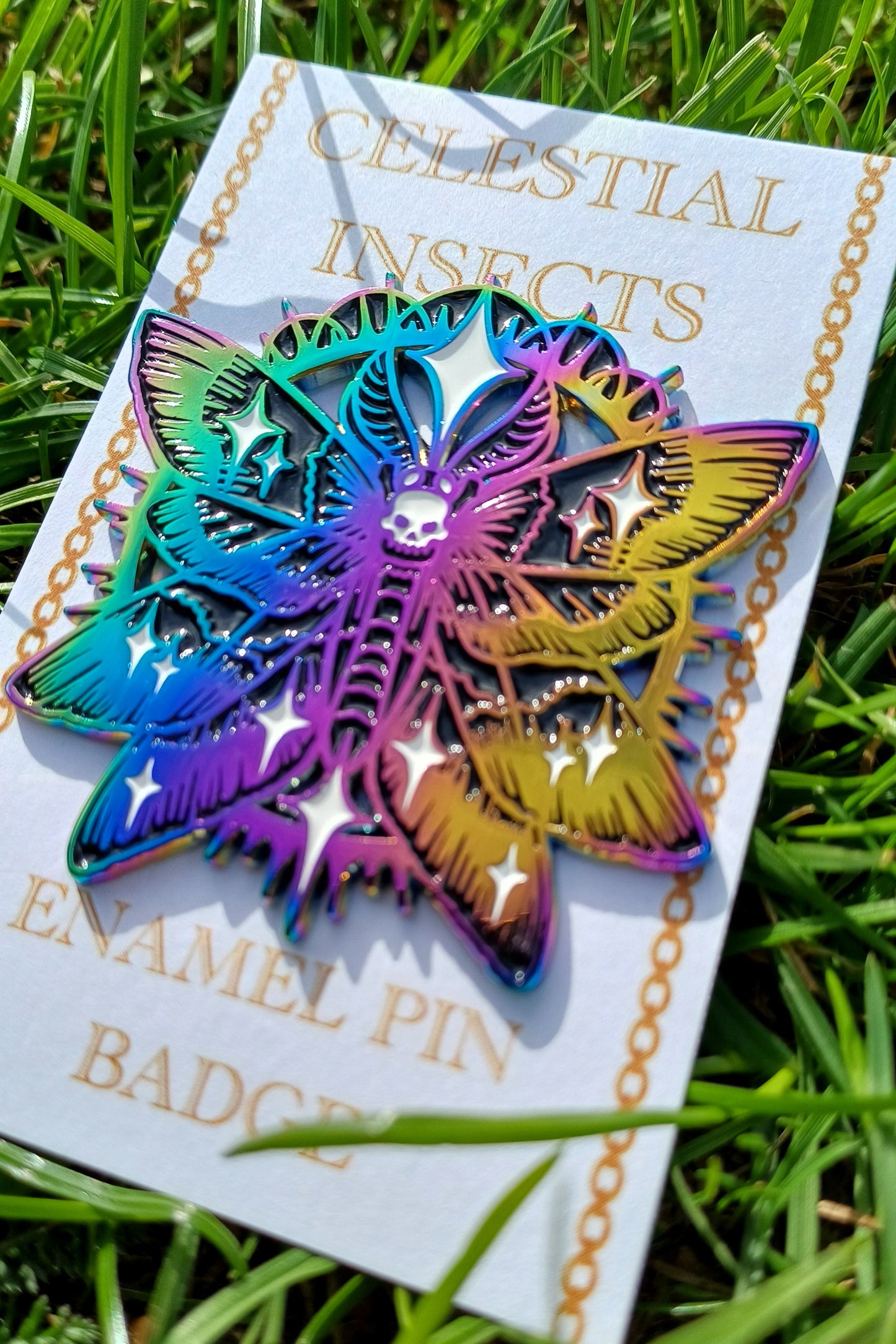 Celestial Moth Rainbow Enamel Pin
