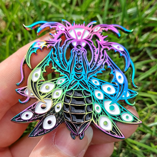 Celestial Praying Mantis Rainbow Enamel Pin