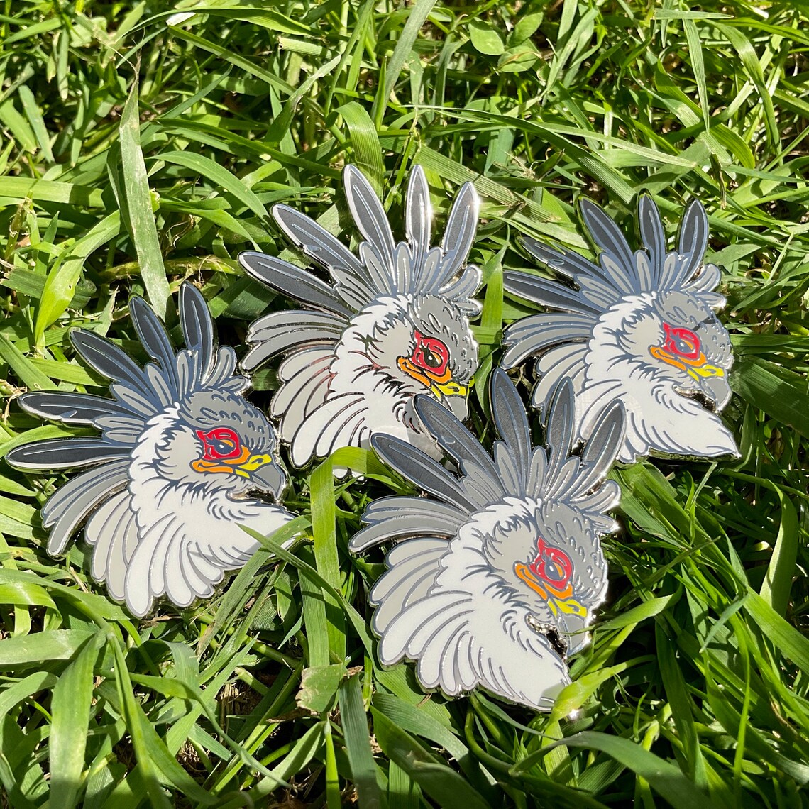 Secretary Bird Silver Enamel Pin