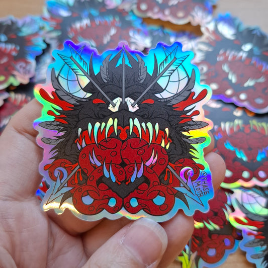 Snallygaster Distorted Cryptid Holographic Vinyl Sticker