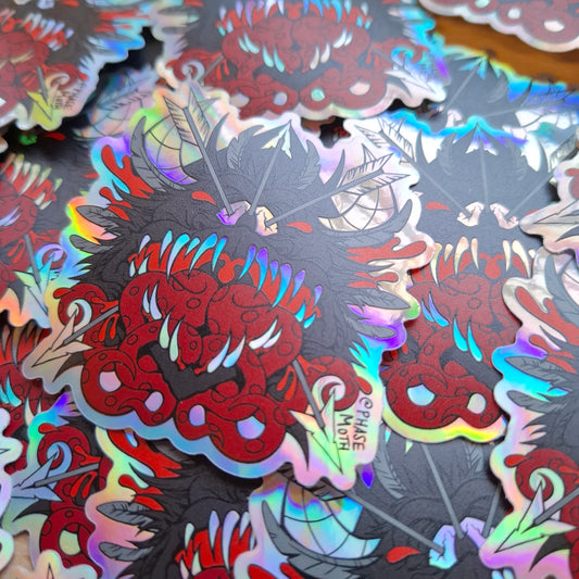 Snallygaster Distorted Cryptid Holographic Vinyl Sticker