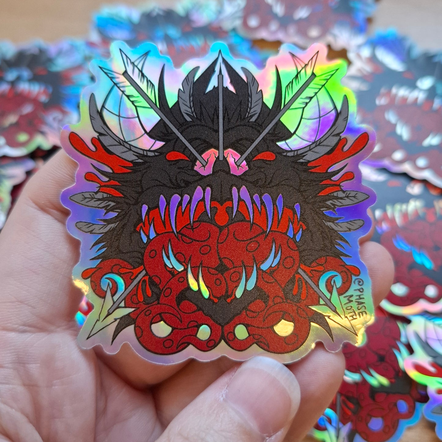 Snallygaster Distorted Cryptid Holographic Vinyl Sticker