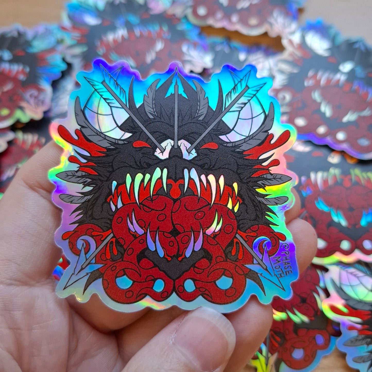 Snallygaster Distorted Cryptid Holographic Vinyl Sticker