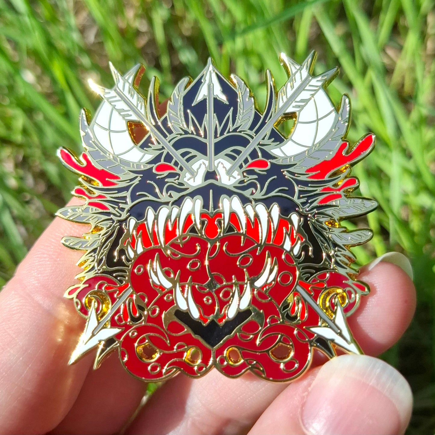 Snallygaster Gold Distorted Cryptid Enamel Pin