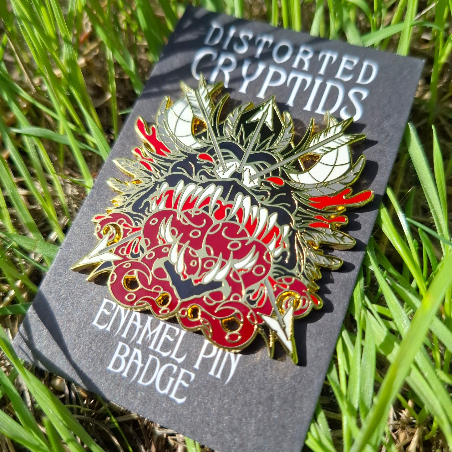 Snallygaster Gold Distorted Cryptid Enamel Pin