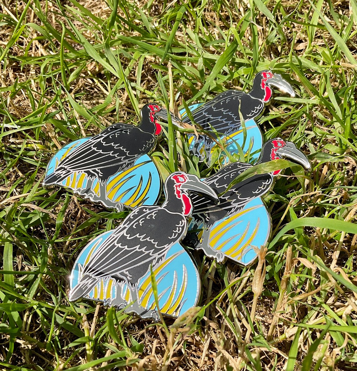 Southern Ground Hornbill Silver Enamel Pin