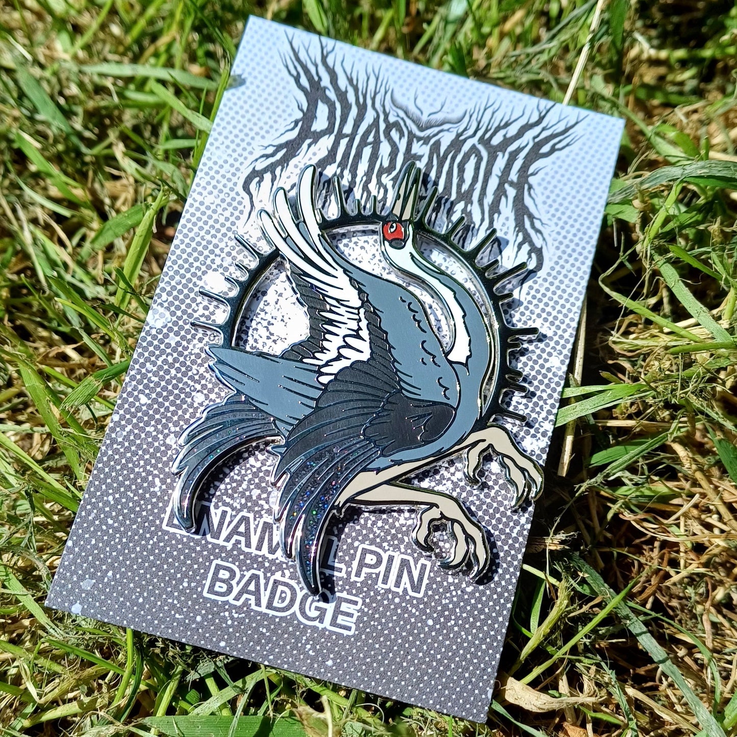 White Naped Crane Hard Enamel Charity Pin