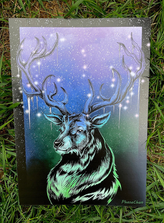 The Winter Stag Art Print